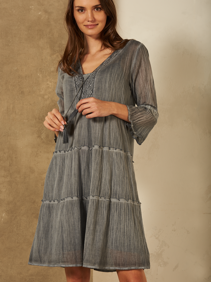 Nile romantic layered ruffle dress