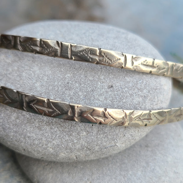 Moroccan Bangle Pair, Berber Primitive carving set of 2 M