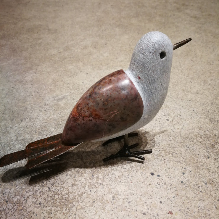 Soapstone Bird With Metal