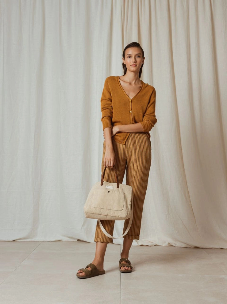 v-neck knit cardigan terracotta colour indi & cold